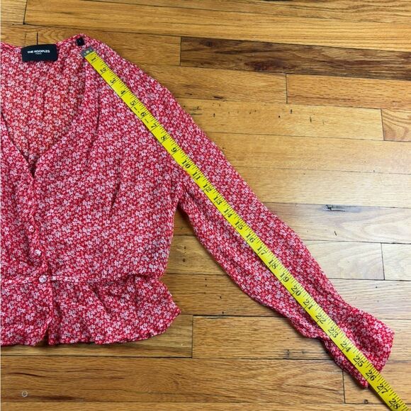 Kooples Boho Floral Red & White Viscose Long Sleeve Top Size Small - Picture 5 of 12